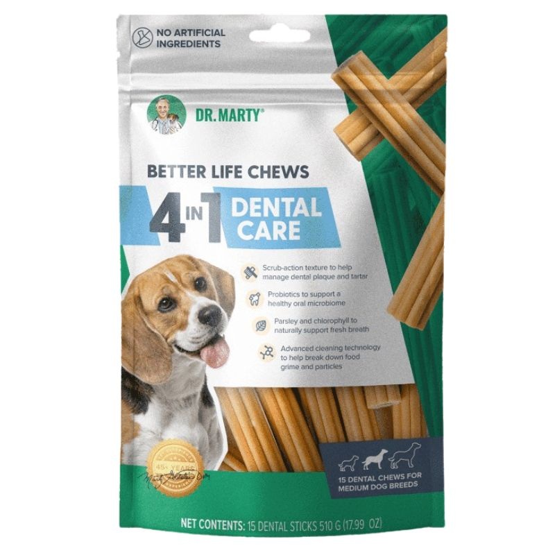 Dr. Marty Better Life Chews 4-in-1 Dental Care Dog Treats Medium 18oz