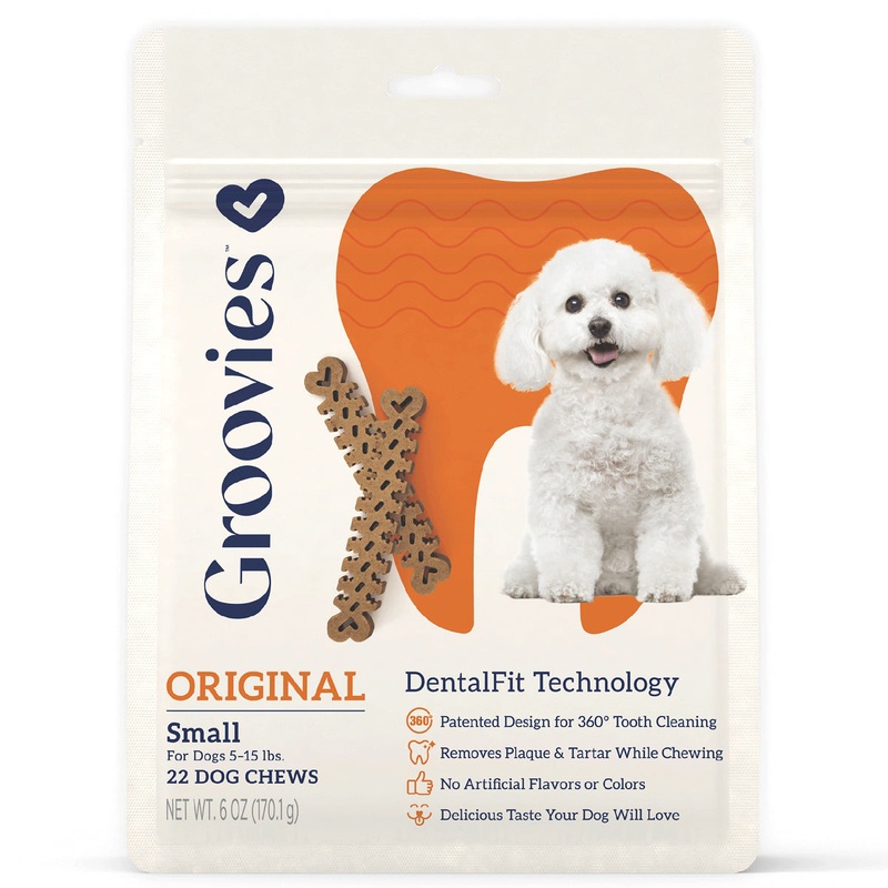Groovies Dog Dental Chews 6oz Small For Dogs 5-15 lb