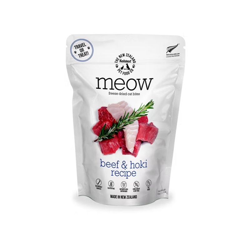 New Zealand Natural Pet Co Meow Bites Freeze Dried Cat Treats - Beef & Hoki - 1.76oz Bag