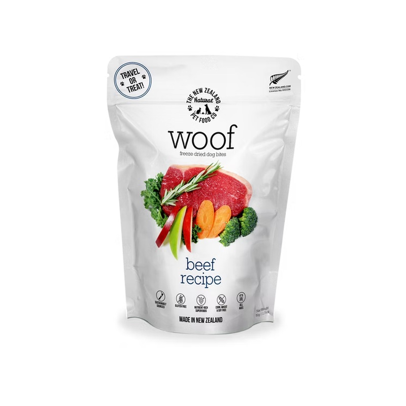 New Zealand Natural Pet Co Woof Freeze Dried Dog Treats - Beef - 1.76oz Bag