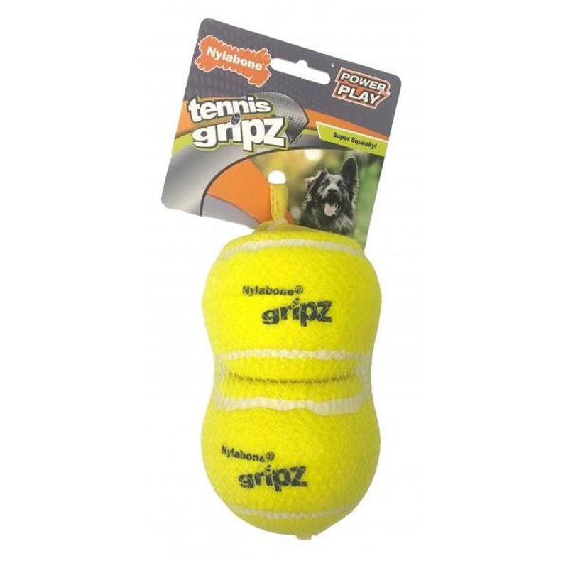 Nylabone Nyla Play Squeaky Tennis Ball Lage 2 Pack