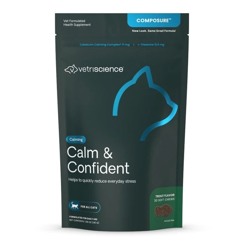 Vetriscience Calm & Confident Cat Calming Supplement Chews - Trout - 30 Count