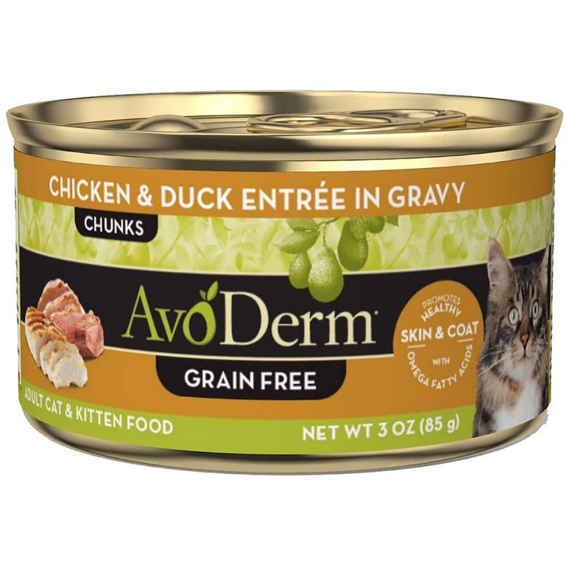 AvoDerm Grain-Free Wet Cat Food - Chicken & Duck Entree In Gravy -  3oz Can