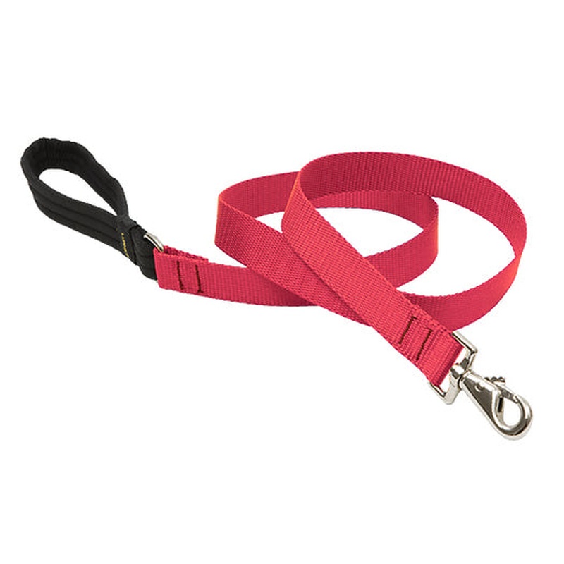 Lupine Large Dog Basics Padded Handle Leash Red 6'x1"