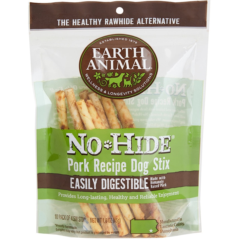 Earth Animal No-Hide Pork Recipe Stix Dog Treats 3oz/10pk