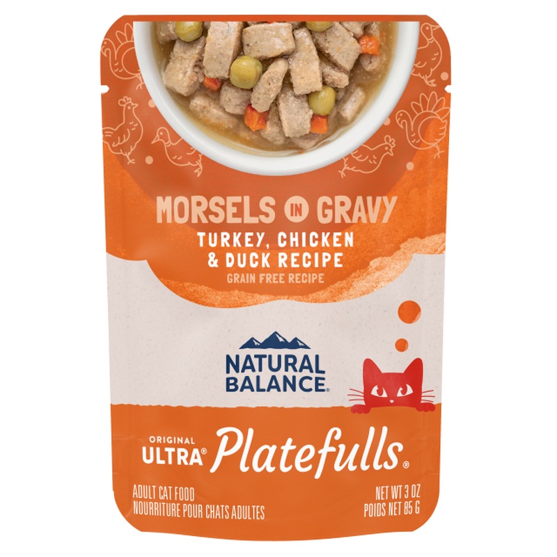 Natural Balance Platefulls Wet Cat Food - Turkey, Chicken, & Duck in Gravy - 3oz Pouch