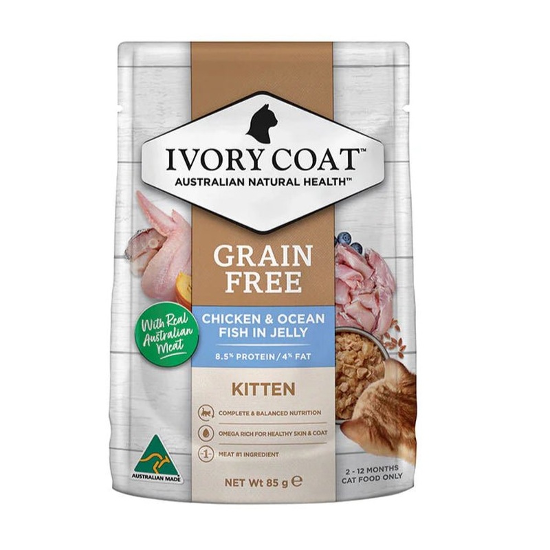 Ivory Coat Kitten Wet Food Chicken & Ocean Fish in Jelly 12 x 85g