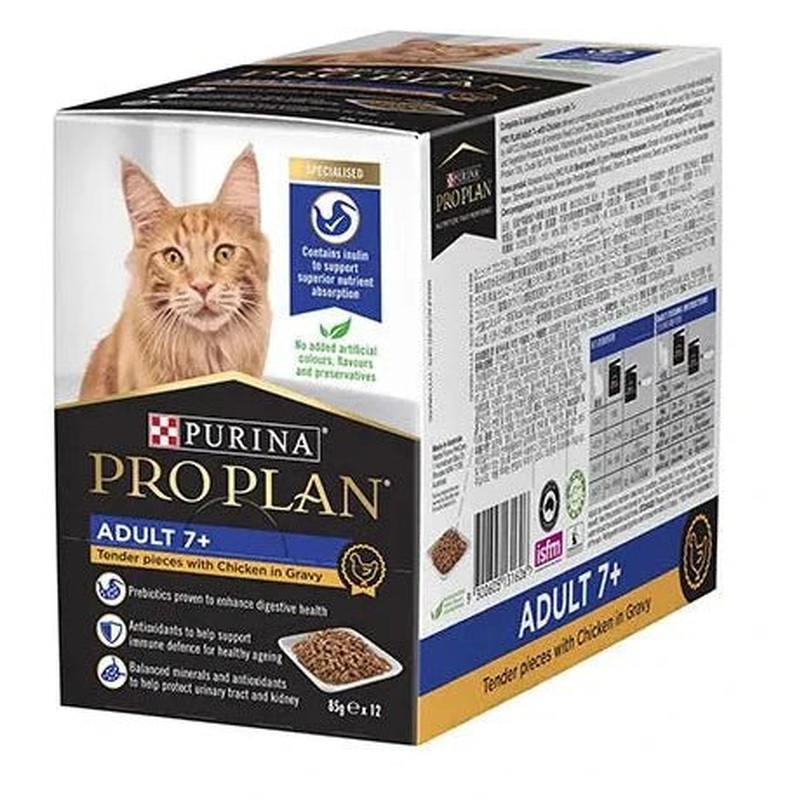 Pro Plan Cat Wet Pouches Adult 7+ Chicken 12x85g
