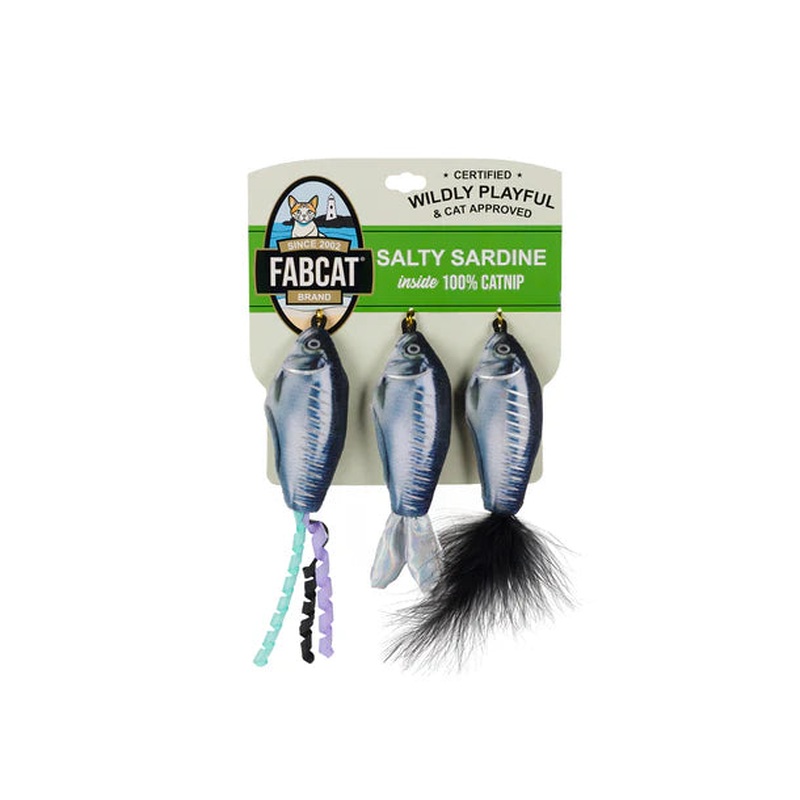 FabCat Salty Sardines Foodie Cat Toy - 3 Pack