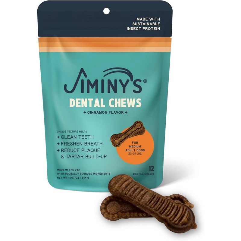Jiminy's Dental Chew Dog Treats for Medium Adult Dogs 12Ct