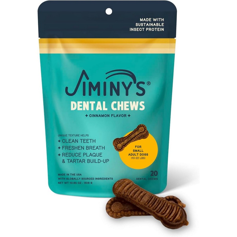 Jiminy's Dental Chew Dog Treats for Small Adult Dogs 20Ct