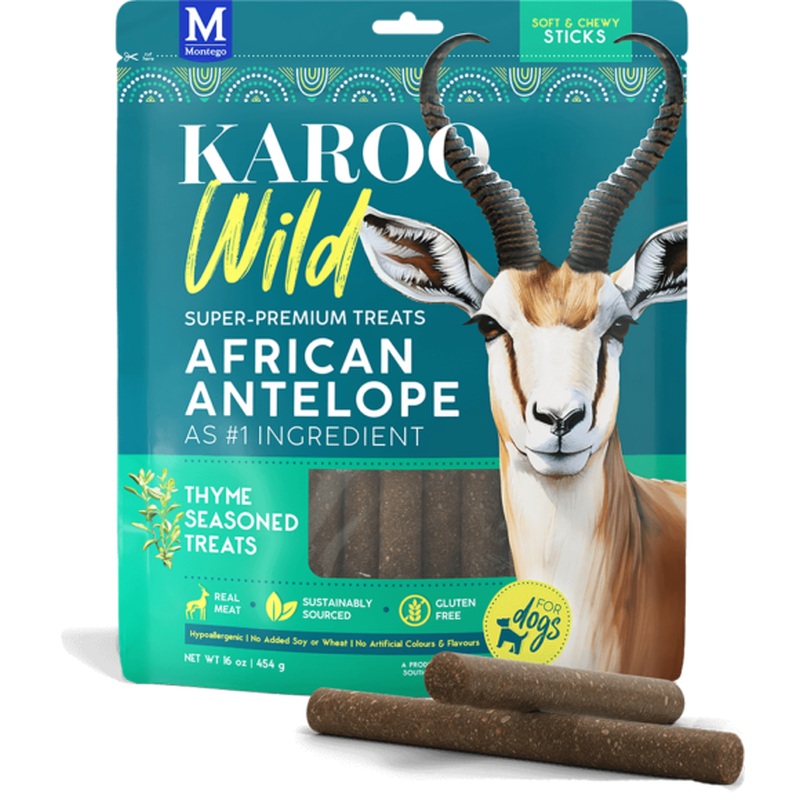 Karoo Wild Sticks Dog Treats - African Antelope & Thyme- 16oz Pouch