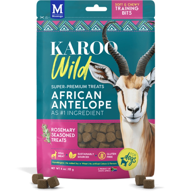 Karoo Wild Training Bits Dog Treats - African Antelope & Rosemary - 4oz Pouch