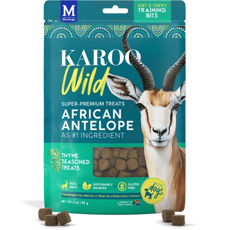 Karoo Wild Training Bits Dog Treats - African Antelope & Thyme - 4oz Pouch