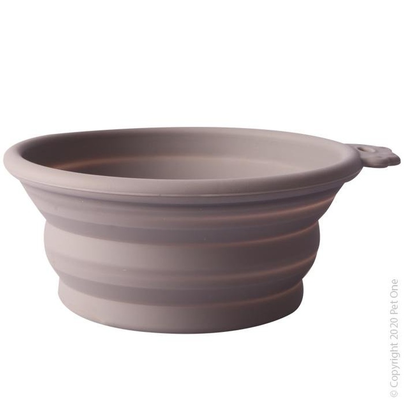 Pet One Travel Bowl Round Light Grey