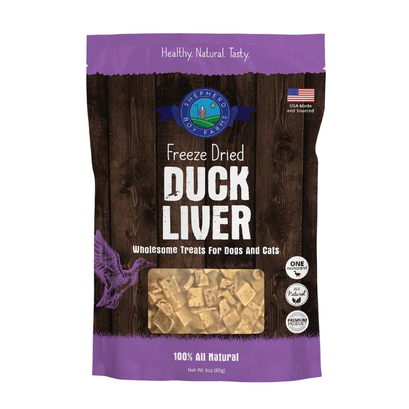 Shepherd Boy Farms Freeze Dried Raw Dog Treats - Duck Liver - 8oz Pouch