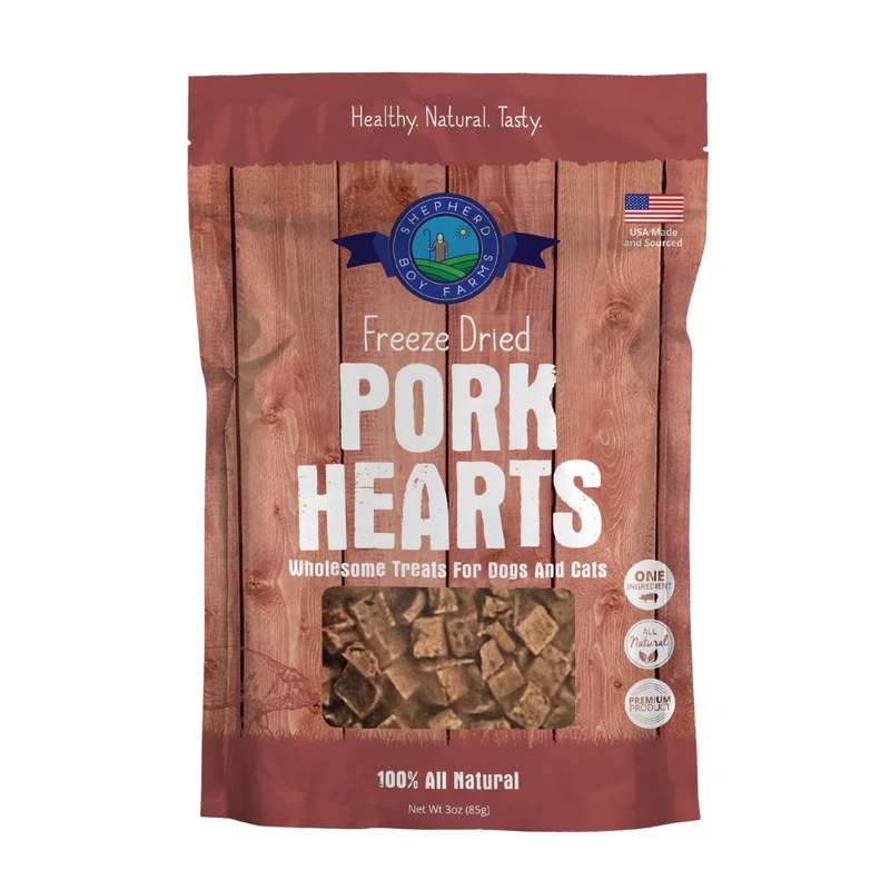 Shepherd Boy Farms Freeze Dried Raw Dog Treats - Pork Heart - 8oz Pouch