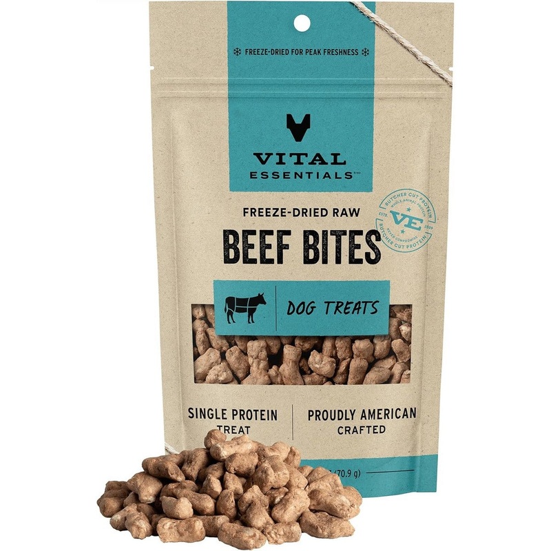 Vital Essentials Freeze Dried Beef Bites Raw Dog Treats 2.5oz