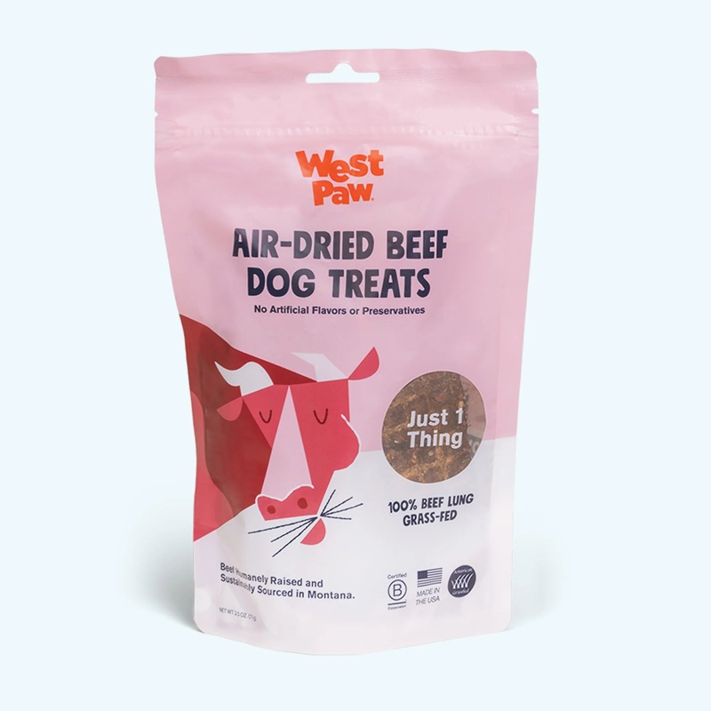 West Paw Air Dried Dog Treats - Beef Lung - 2.5oz Bag