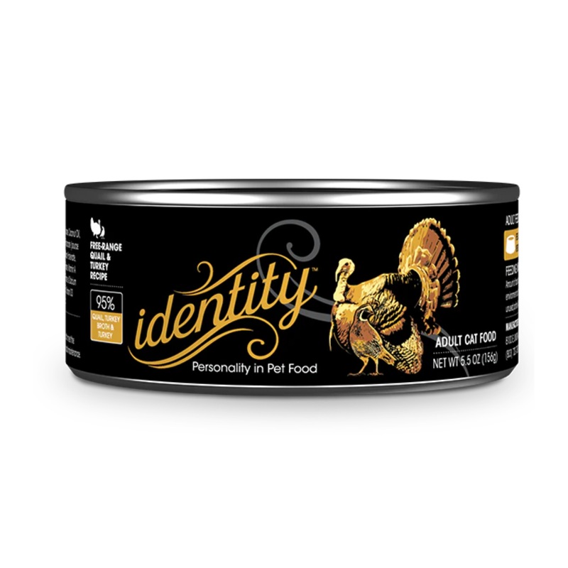 Identity Wet Cat Food - 95% Free-Range Quail Turkey Broth & Turkey Pate - 5.5oz Can