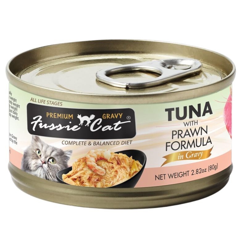 Fussie Cat Black Label Wet Cat Food - Tuna & Prawn in Gravy - 2.82oz Can