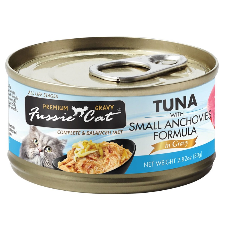 Fussie Cat Black Label Wet Cat Food - Tuna & Small Anchovies in Gravy - 2.82oz Can