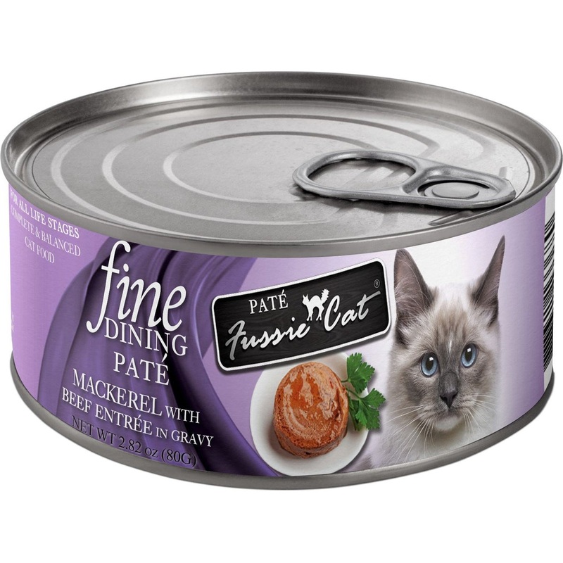 Fussie Cat Fine Dining Wet Cat Food - Mackerel Beef Fine Dining Canned Cat Food 2.82oz Can
