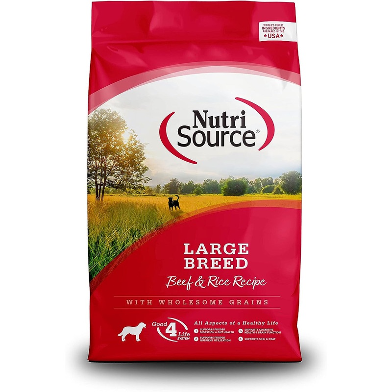 NutriSource Wholesome Grains Large Breed  Dry Dog Food - Beef & Rice Recipe - 26lb Bag