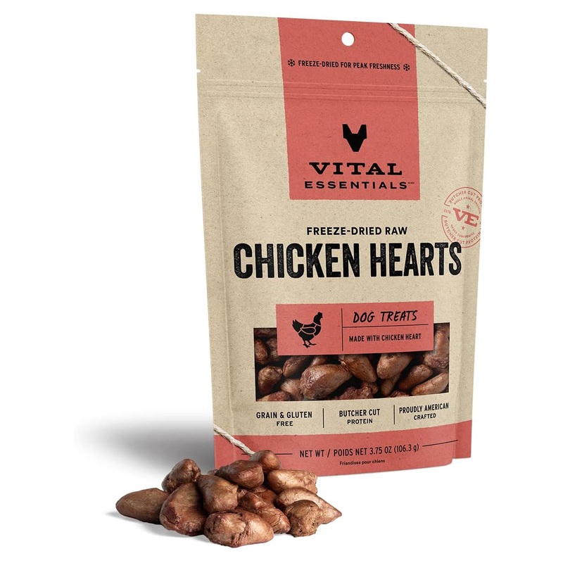 Vital Essentials Freeze-Dried Chicken Hearts Dog Treats 3.75 oz