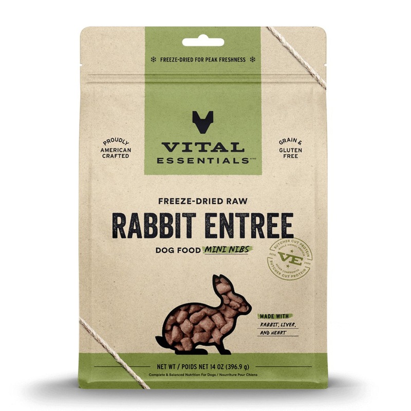 Vital Essentials Freeze-Dried Raw Rabbit Entree Dog Food Mini Nibs 14oz