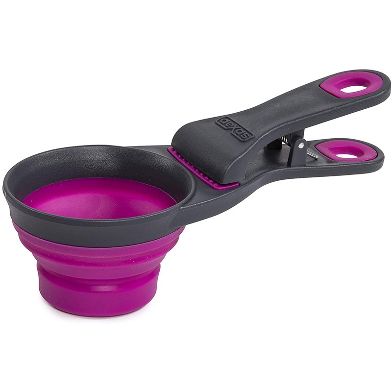 Dexas Collapsible KlipScoop Dry Dog Food Scoop Fuchsia 0.5 Cup