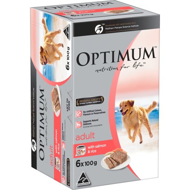Optimum Wet Dog Food Salmon & Rice 6x100g