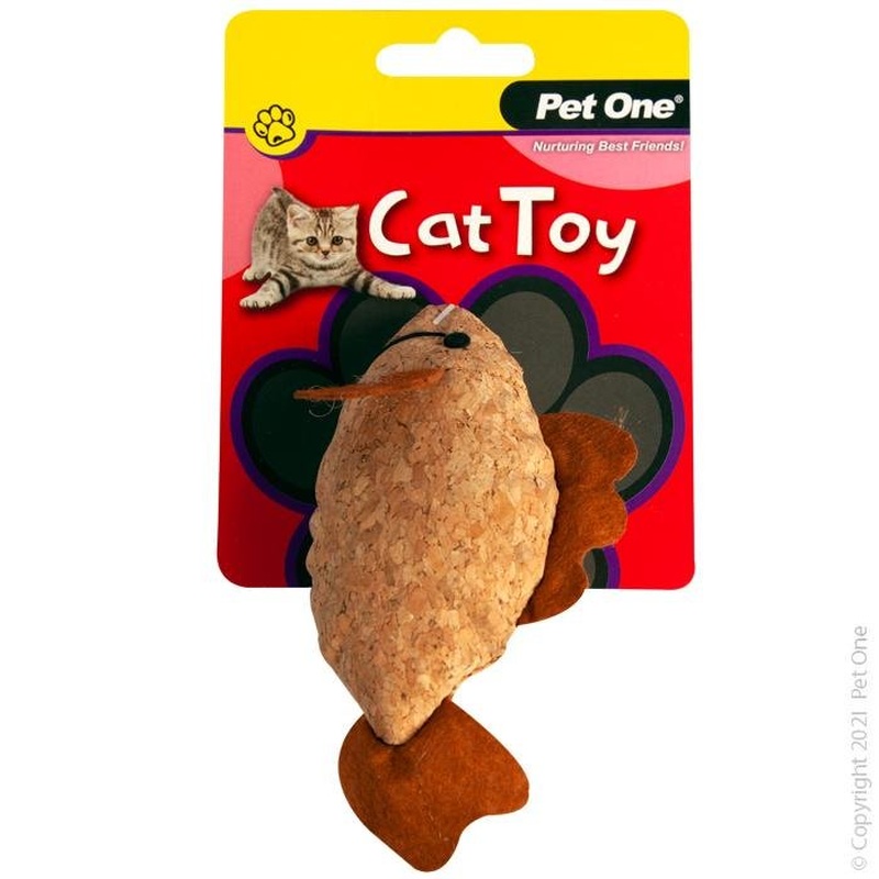 Pet One Cat Toy Plush Cork Fish