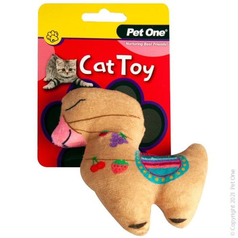 Pet One Cat Toy Plush Llama Brown