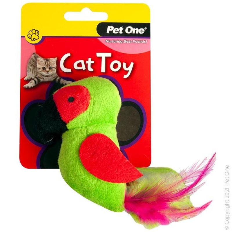Pet One Cat Toy Plush Parrot Green ZZZ