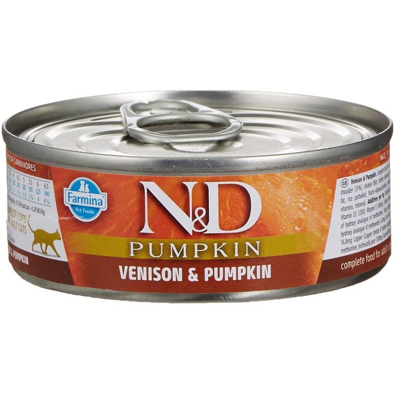 Farmina N&D Pumpkin Grain Free Wet Cat Food -  Venison & Apple - 2.8oz Can