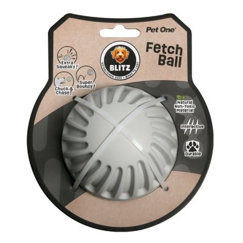Pet One Dog Toy Blitz Rubber Fetch Ball Grey