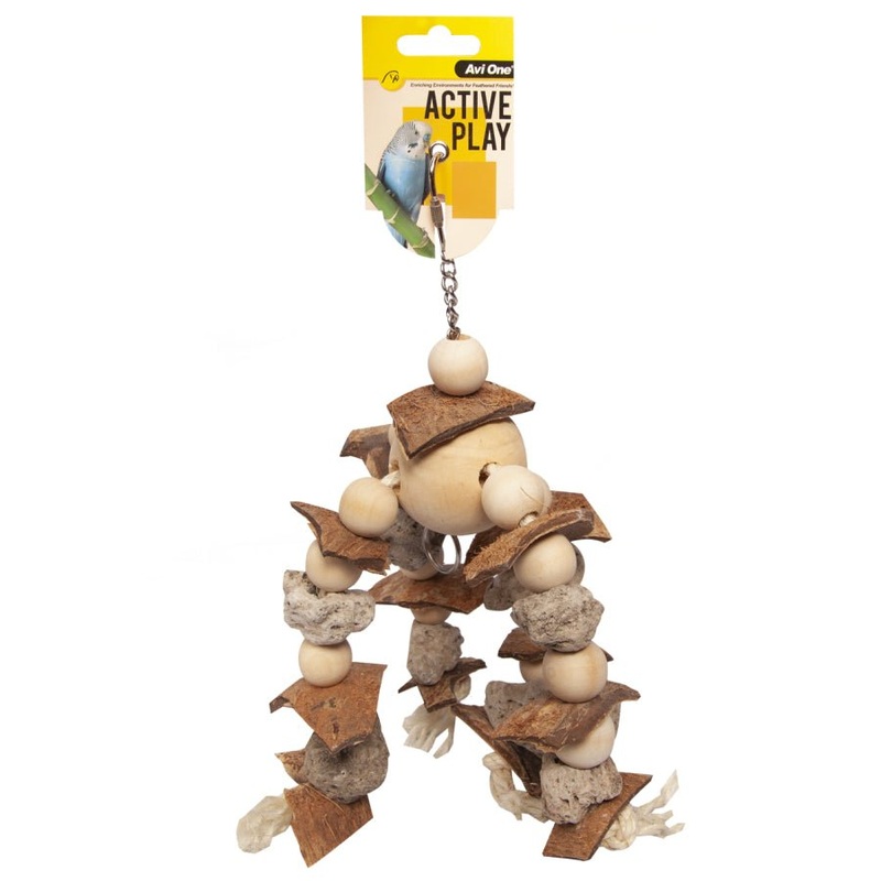 Avi One Bird Toy Pumice and Coconut with Wooden Balls 30cm