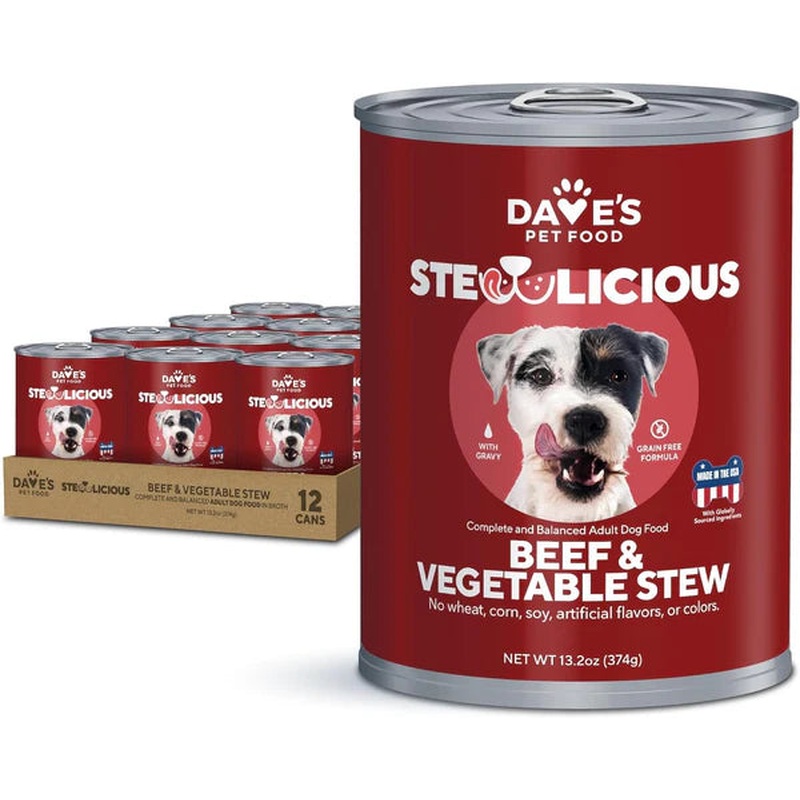 Dave's Pet Food Stewlicious Grain Free Wet Dog Food - Beef & Vegetable  - 13.2oz Can