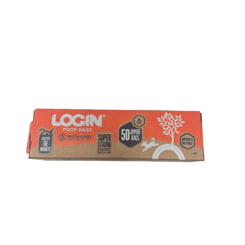 LOGIN Poop Bag Biohybrid Bag with Handle Jumbo 50 Pack
