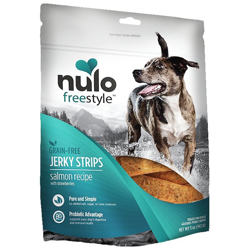 Nulo Freestyle Grain-Free Jerky - Salmon Recipe With Strawberries Dog Treats, 5oz Bag