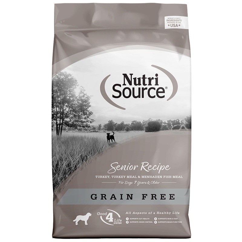NutriSource Grain Free Senior Dry Dog Food - Turkey, Turkey Meal, & Menheden Fish - 15lb Bag