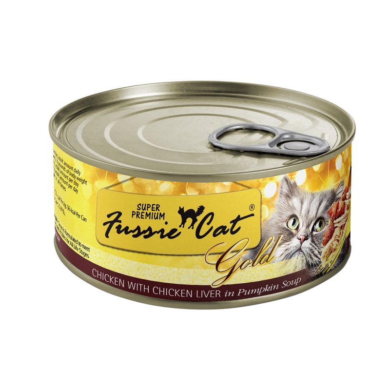 Fussie Super Premium Gold Wet Cat Food - Chicken & Chicken Liver - 2.8oz Can