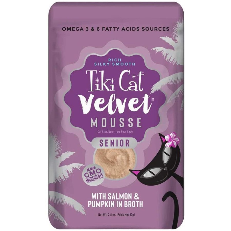 Tiki Cat Senior Velvet Mousse with Salmon & Pumpkin in Broth Cat Food 2.8oz