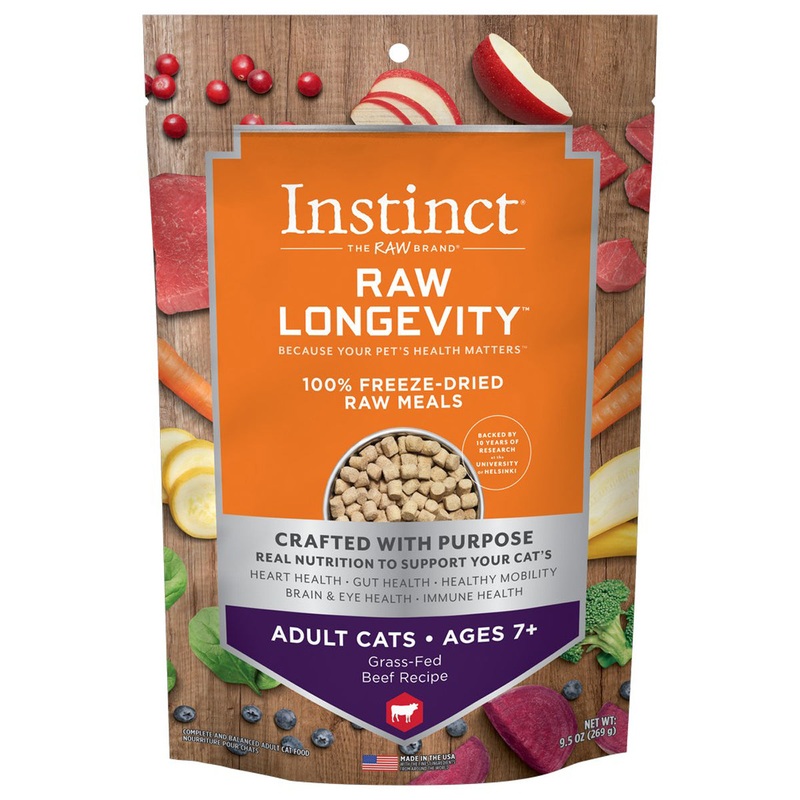 Instinct Raw Longevity 100% Freeze-Dried Raw Meals Adult 7+ Cat Food - Grass-Fed Beef - 9.5oz Bag