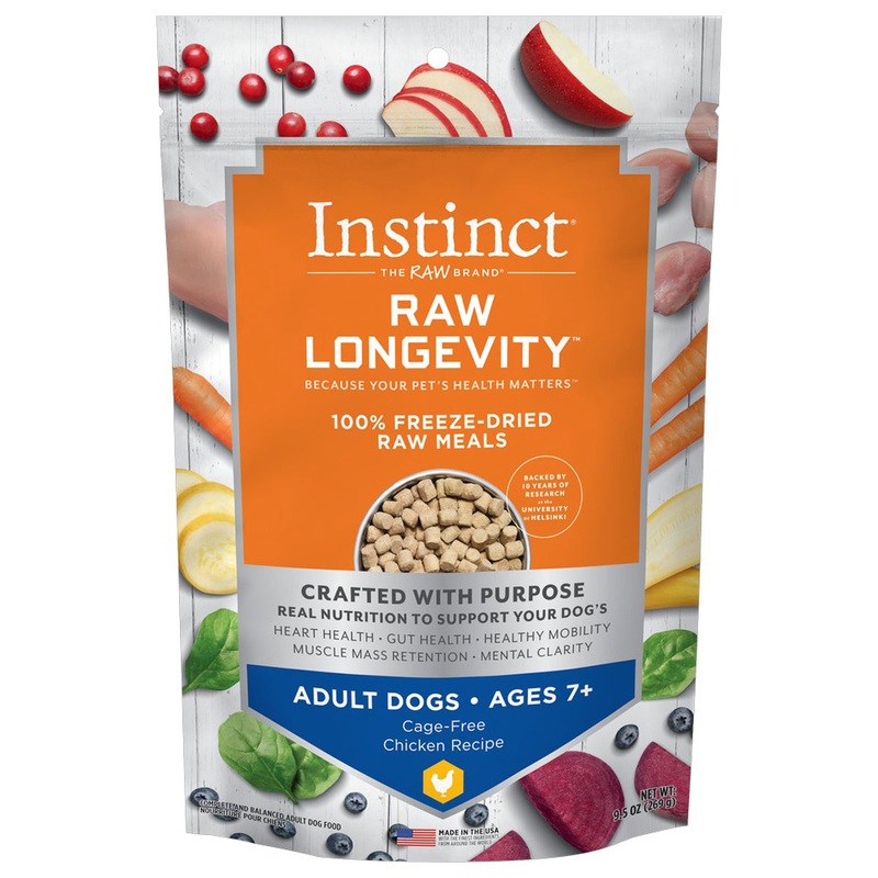 Instinct Raw Longevity 100% Freeze-Dried Raw Meals Cage-Free Chicken for Adults Ages 7+ Dog Food 9.5oz