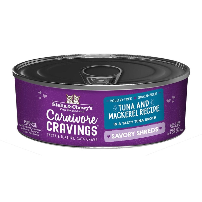 Stella & Chewy's Carnivore Cravings Savory Shreds Wet Cat Food - Tuna & Mackerel - 2.8oz Can