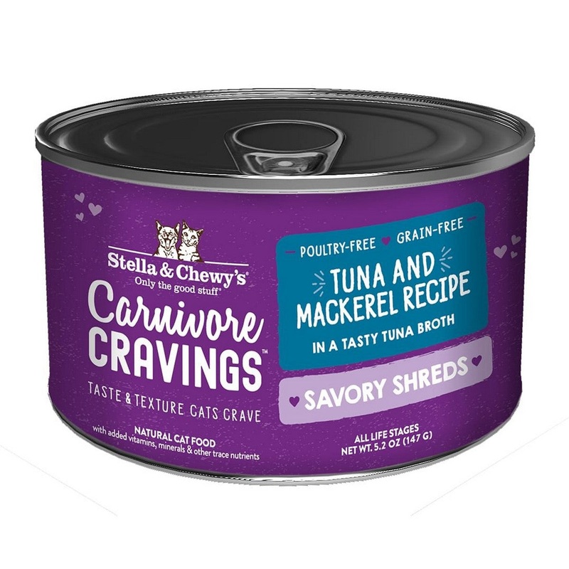 Stella & Chewy's Carnivore Cravings Savory Shreds Wet Cat Food - Tuna Mackerel - 5.2oz Can