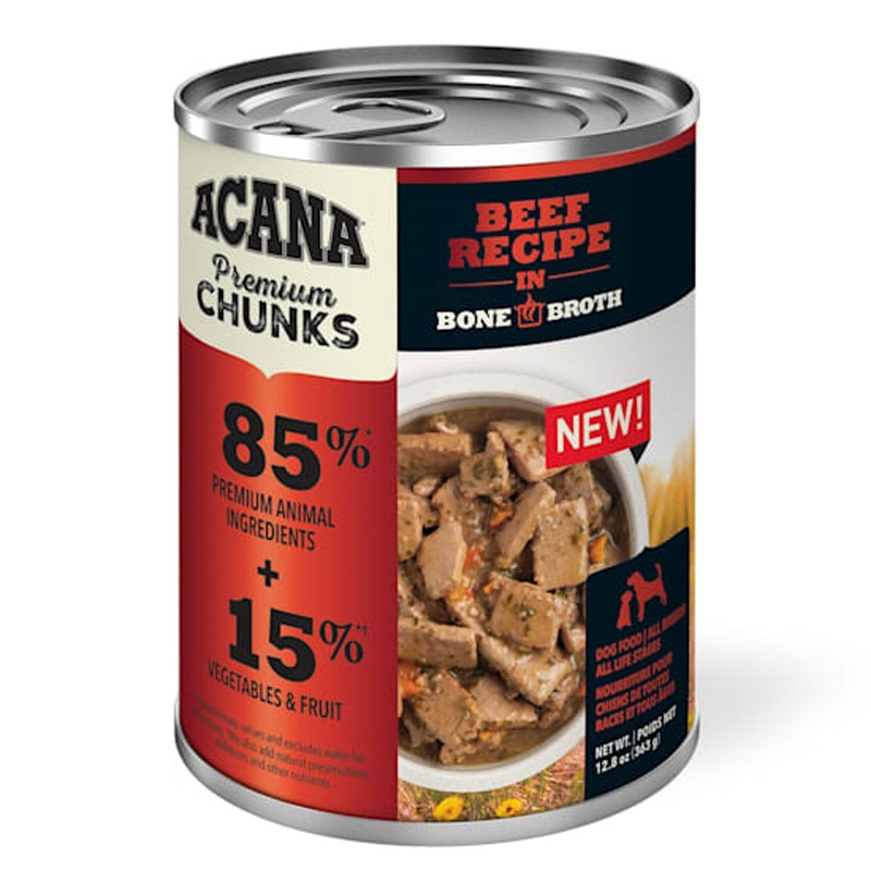Acana Premium Chunks Wet Dog Food - Beef in Bone Broth - 12.8oz Can