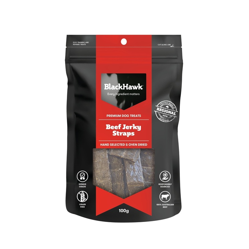 Black Hawk Dog Treats Beef Straps 100g